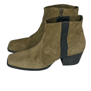 Free People Square Toe Zip Up Side Stripe Ankle Boots Booties Size 9.5 / 40